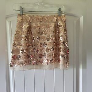 Sequin Embellished Gold Mini Skirt